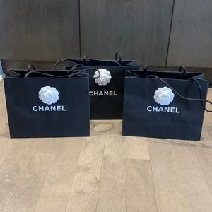 Set of 3 Chanel Shopping Bags Black authentic